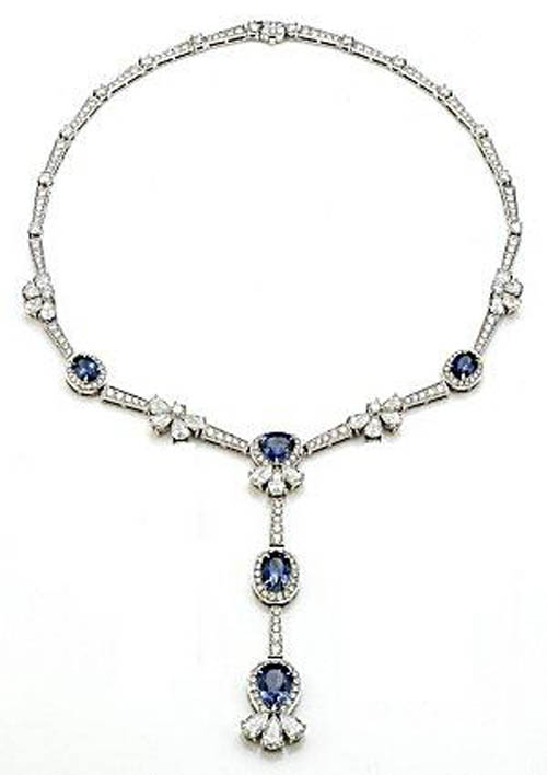 www.BlackTieMagazineJewellery.com / Joyce Brooks / sapphire and diamond necklace