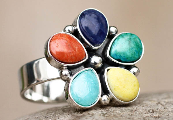 Peruvian gems blossom with colorful energy in a uniquely striking ring handmade for NOVICA.com by artisan Fermn Vilcapoma in Peru