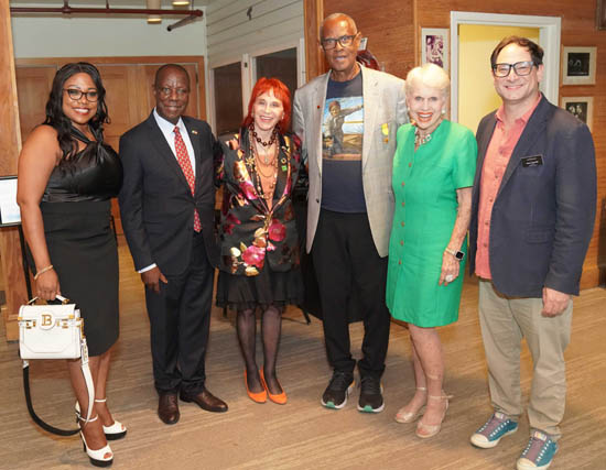 Bernadette Sanko Kamara, Ambassador Wai, Dr Judy, Mel Foote, Jan duPlain and Jason Loewith, Artistic Director, Onley Theatre and Chair of Theatre Washington