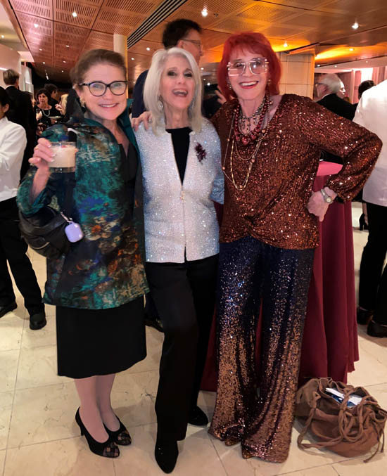 At the opening night afterparty with Broadway star Tovah Feldshuh, Harmony co-producer Jamie de Roy with Dr. Judy