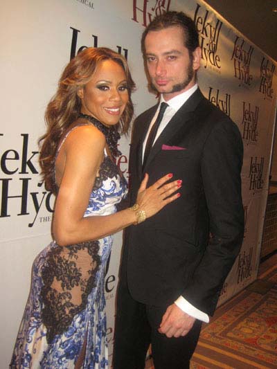 04-19-13 Cast members Deborah Cox and Constantine Maroulis at the opening night party of "Jekyll & Hyde" at the the Marriott Marquis. 1535 Broadway. Thursday night 04-18-13