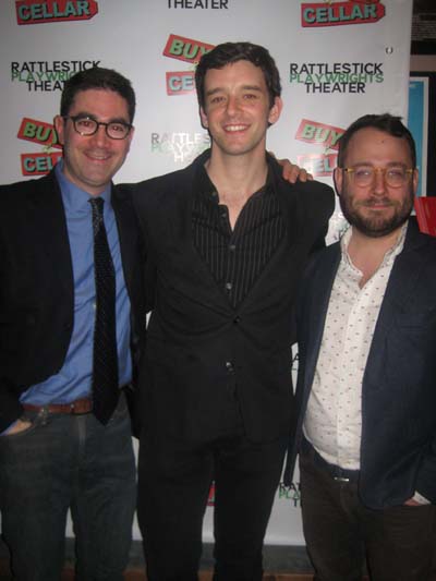 04-04-13 (L-R) Playwright Jonathan Tolins. cast member Michael Urie. director Stephen Brackett at the opening night of "Buyer & Cellar" at the Rattlestick Playwrights Theater. 224 Waverly Place. Thursday night 04-03-13