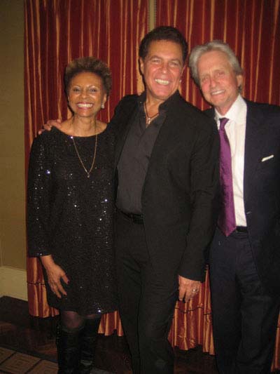 04-10-12 (L-R) Leslie Uggams. Clint Holmes. Michael Douglas after the Clint Holmes' opening night cabaret performance "This Thing Called Love. Cole Porter & Paul Simon" at The Carlyle Hotel. 35 East 76th St. Tuesday night 04-10-12