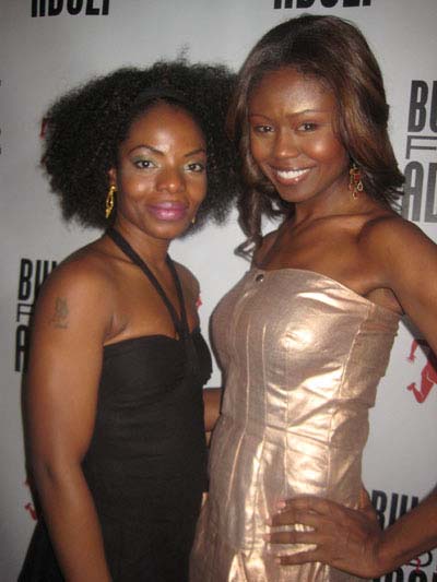 08-09-12 Cast members Marsha Stephaie Blake (L) and Shamika Cotton at the opening night party for "Bullet for Adolf" at Hurleys's. 232 West 48th St. Wednesday night 08-08-12