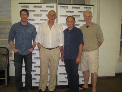 08-10-11 Cast members (L-R) Brian Hutchison. Frank Langella. Zach Grenier. Michael Siberry of "Man and Boy at a photo op. at the Roundabout rehearsal studio. 32 East 31st St. Tuesday afternoon 08-09-11