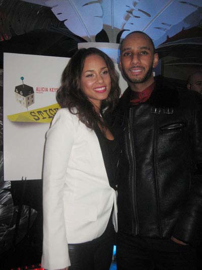 12-09-11 Producer Alicia Keys and husband Swizz Beatz at the opening night party for "Stick Fly" at Copacabana. 268 West 47th St. Thursday night 12-08-11