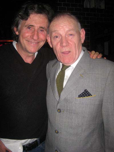 12-10-11 Gabriel Byrne (L) and Gerald Mannix Flynn at the opening night party for "James X" at B Bar. 40 East 4th St. Friday night 12-09-11