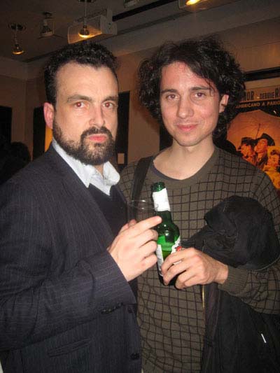 12-10-11 Directors Nacho Vigalongo (L) and Jonas Trueba at the opening night party for "Spanish Cinema Now" in the gallery at the Walter Reade Theater. 165 West 65th St. Friday night 12-09-11