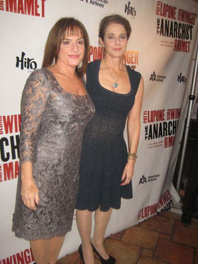 12-03-12 Cast members Patti LuPone (L) and Debra Winger at the opening night party for "The Anarchist" at Redeye Grill. 890 Seventh Ave. Sunday night 12-02-12