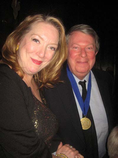 01-29-13 (L-R) Kristine Nielsen. honoree Andre Bishop at the 2012 Hall of Fame dinner at the New York Friars Club. 57 East 55th St. Monday night 01-28-13