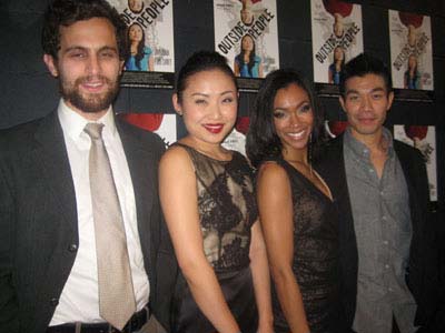 01-11-12 Cast members (L-R) Matt Dellapina. Li Jun Li. Sonequa Martin-Green. Nelson Lee at the opening night of "Outside People" at the Vineyard Theatre. 108 East 15th St. Tuesday night 01-10-12