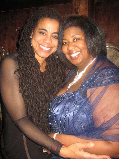 01-13-12 Adapter Suzan-Lori Parks (L) and cast member NaTasha Yvette Williams at the opening night party for "The Gershwins' Porgy and Bess" at the McKittrick Hotel. 530 West 27th St. Thursday night 01-12-12