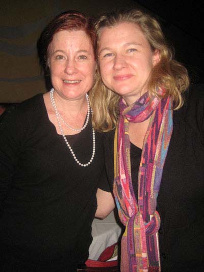 01-06-12 (L-R) Producer Julie Crosby. playwright Catherine Trieschmann at the opening nightt party of "How The World Began" at West Bank Cafe. 407 West 42nd St. Thursday night 01-05-12