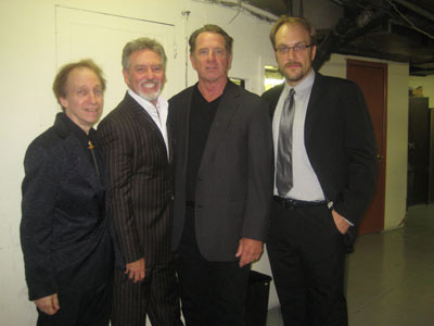 07-12-11 (L-R) Creator/writer/host Scott Siegel. Larry Gatlin. Tom Wopat. Alex Gemignani backstage after "Broadway Winners! The award-winning music of Broadway" at Town Hall. 123 West 42rd St. Monday night 07-11-11