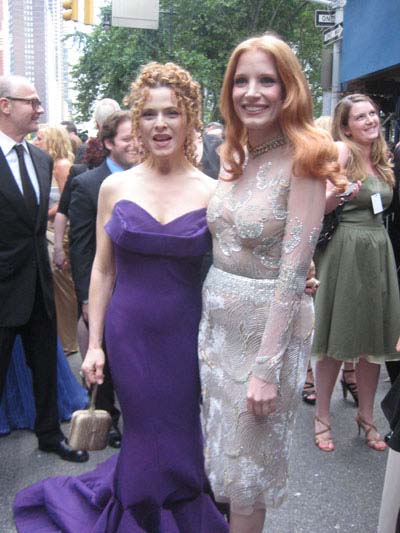 06-11-12 2012 Special Tony winner Bernadette Peters and Jessica Chastain at the 66th Annual Tony Awards on the red carpet on Amsterdam Ave & 73rd St. Sunday night 06-08-12