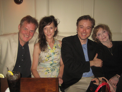 07-08-11 (L-R) Production Director Ciaran O'Reilly. cast members Andrea Mauella Mark Shanahan director Charlotte Moore at the opening night party for "Tryst" at Jake's Saloon. 202 Ninth Ave. Thursday night 07-07-11