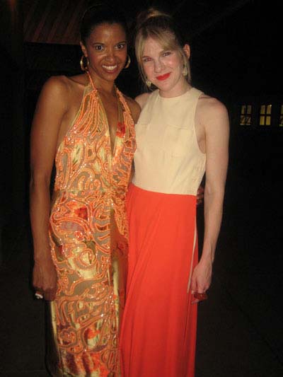 06-22-12 Cast members Renee Elise Goldsberry (L) and Lily Rabe at the opening night of "As You Like It" in outside the Delacorte Theater. Central Park. Thursday night 06-21-12