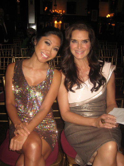 06-24-11 (L-R) Emcee Julie Chang. honoree Brooke Shields at the 2011 Broadway Beacon Awards at the Players Club 16 Gramercy Park South. Friday night 06-23-11