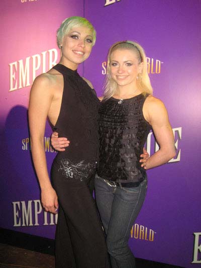 06-01-01 Cast members (L-R) Olena Lomaga. Anastasiia Permiakova at the opening party for "Empire" at Spiegelworld. 265 West 45th St. Thursday night 06-01-12