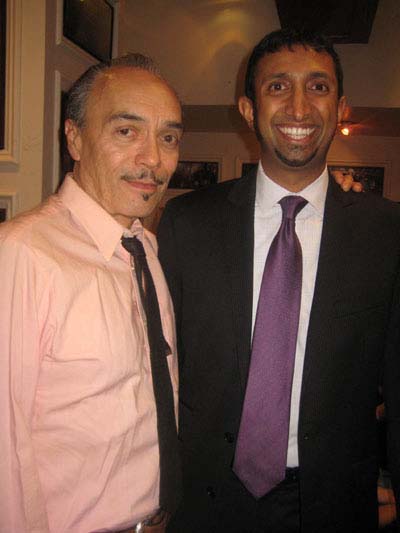 06-01-01 Director Raul Aranas (L) and playwright Mayank Keshaviah at the opening party for "Rangoon" at Ollie's. 422 West 42nd St. Thursday night 06-01-12