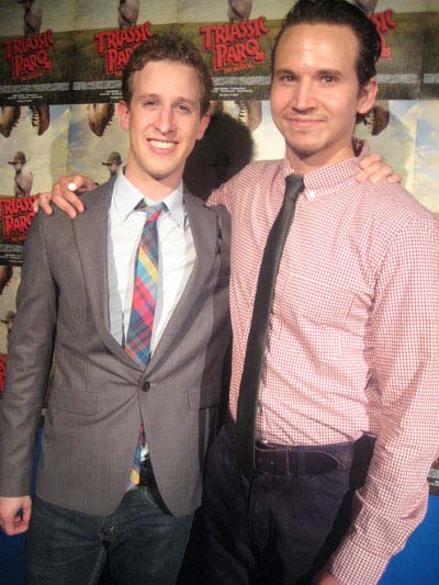 06-28-12 Cast members (L-R) .Alex Wyse. Brandon Espinosa at the opening night party for "Triassic Parq: The Musical" downstairs at the Soho Playhouse. 15 Vandam St. Wednesday night 06-27-12