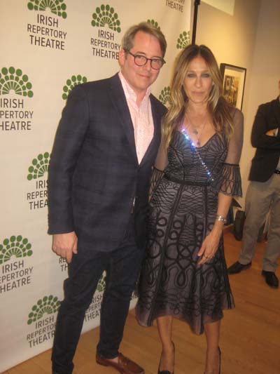 06-10-16 Cast member Matthew Broderick and Sarah Jessica Parker at the opening night party for "Shining City" in the Gallery at the Irish Repertory Theatre. 132 West 22nd St. Thursday night. 06-09-16.  Photo by:  Aubrey Reuben