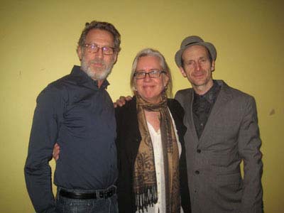 03-07-12 Cast members (L-R) Stephen Spinella. director Lisa Peterson. Denis O'Hare at the opening night party for "An Iliad" at the New York Theatre Workshop party room. 83 East 4th St. Tuesday night 03-06-12