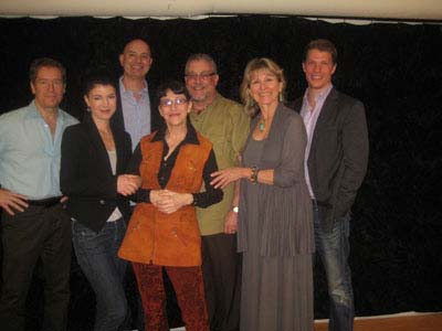 03-23-12 Cast members (L-R) Laurence Lau. playwright Frank Strausser. Gabrielle Miller. Jan Leslie Harding. director Michael Bush. producer Barbara Ligeti. Alexander Cendese at a Meet & Greet for "Psycho Therapy" at Snapple Theater. 1627 Broadway Thursday morning 03-22-12