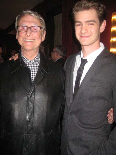 05-15-12 Mike Nichols (L) and Andrew Garfield at the 77th Annual New York Drama Critics' Circle Awards at Angus McIndoe. 258 West 44th St. Monday night 05-14-12