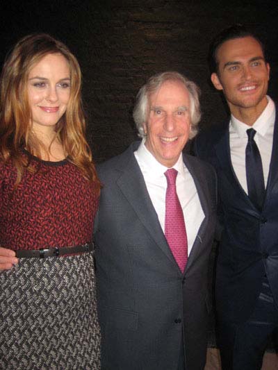 11-15-12 Cast members (L-R) Alicia Silverstone. Henry Winkler. Cheyenne Jackson at the opening night party for "The Performers" at E-Space. 635 West 42nd St. Wednesday night 11-14-12