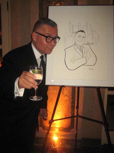 11-17-14 Honoree Rick Miramontez by his caricature at the New York Stage and Film Winter Gala 2014 honoring Michael Mayer and Rick Miramontez at the Plaza Hotel. 770 Fifth Avenue. Sunday night. 11-16-14.  Photo by:  Aubrey reuben