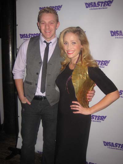 11-05-13 Cast members Matt Farcher and Haven Burton at the opening night party for "Disaster!" at Southern Hospitality. 645 Ninth Ave. Monday night 11-04-13.  photo by:  aubrey reuben