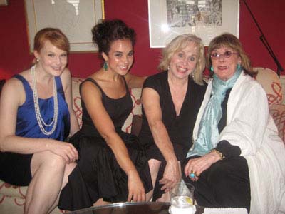 09-27-11 (L-R) Kate Baldwin. Alexandra Silber. Nancy Opel. Phyllis Newman at a reception for Phyllis Newman's book "What's New at the Zoo" in her apartment. 211 Central Park West. Monday night 09-26-11