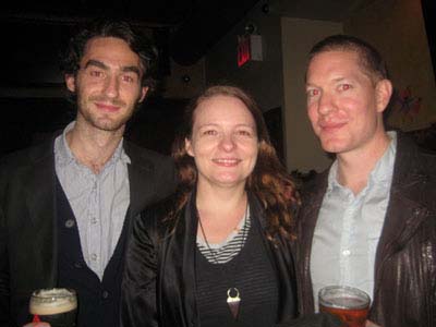 10-15-12 Cast members (L-R) James Russell. Cara Seymour. Joseph Sikora at the opening night party for "The Freedom of the City" at Jake's Saloon. 209 Ninth Ave. Sunday night 10-14-12