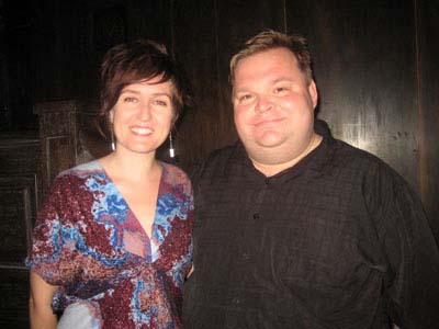 10-18-11 Director Jean-Michele Gregory and cast member Mike Daisey at the opening night party for "The Agony and the Ecstasy of Steve Jobs" at the Vault. 643 Broadway. Monday night 10-17-11