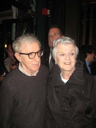 10-21-11 Playwright Woody Allen and Angela Lansbury at the opening night party for "Relatively Speaking" at Bryant Park Grill. 25 West 40th St. Thursday night 10-20-11