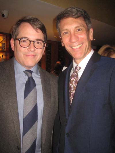 10-28-15 (L-R) Cast members Matthew Broderick. Robert Sella at the opening night party for "Sylvia" at Bryant Park Grill. 25 West 40th St.. Tuesday night. 10-27-15.  Photo by:  Aubrey Reuben