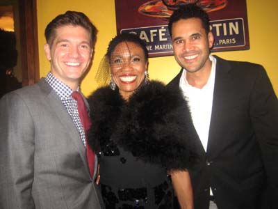 10-04-13 (L-R) Cast members David Ayers. Dee Dee Bridgewater. Rafael Pouriet at the opening night party for "Lady Day" at B. Smith. 320 West 46th St. Thursday night 10-03-13.  photo by:  aiubrey reuben