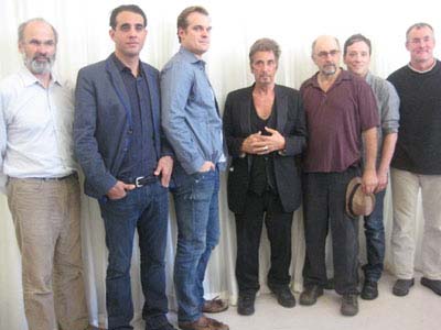 09-20-12 Cast members (L-R) Director Daniel Sullivan. Bobby Cannavale. David Harbour. Al Pacino. Richard Schiff. Jeremy Shamos. John C. McGinley at a press conference "Glengarry Glen Ross" at Ballet Hispanico Studios. 167 West 89th St. Wednesday afternoon 09-19-12