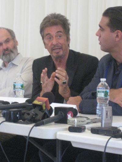 09-20-12 Cast members (L-R) Director Daniel Sullivan. Al Pacino. Bobby Cannavale at a press conference "Glengarry Glen Ross" at Ballet Hispanico Studios. 167 West 89th St. Wednesday afternoon 09-19-12