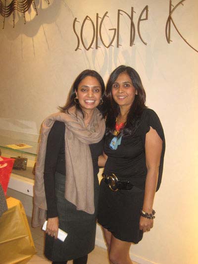 09-18-11 CEO of Akanksha Foundation Vandana Goyal (L) and lady's boutique owner Soigne K at a reception for the Education Non-profit Pioneering Charter School Movement in India which is participating in The Clinton Global Initiative Conference in NYC at the boutique. 717 Madison Ave. Monday night 09-17-11