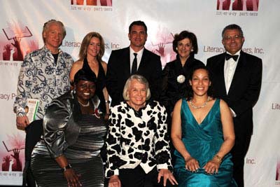 Back row: Bill Maher, Kathryn Stockett, Tate Taylor, Sally Bedell Smith, Jeffrey Toobin. Front row: Charlene Harper, Liz Smith, Doris Diaz. Photo by: Patrick McMullan