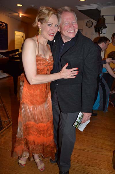 Donna English and Joel Vig ( together again in cast of Ruthless ) cheers for Donna in Lend Me A Tenor at Bay Street Theatre love you Joel