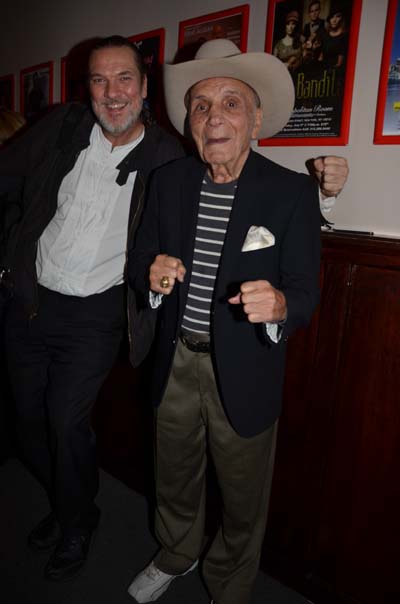 Jon Weber and Middle weight boxing champ 91 Jake LaMotta at the Metropolitan Room