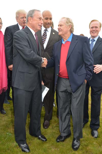 The Mayor Bloomberg and Jack Nicklaus and Donald Trump with Ruben Diaz.  photo by:  rose billings