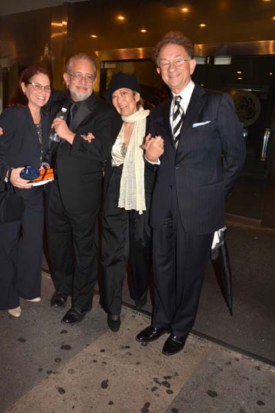 Willa Kim and William Ivy long on Right with friends leaving opening night after party for Big Fish William's Beautiful costumes a must see, thank you.  photo by:  rose billings