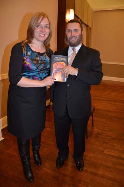 Rabbi Shmuley Boteach and his wife Debbie with his new book The Fed-Up Man of Faith was at The Westside Institutional Synagogue at a Panel Discussion for his Book "Has God Turned on America" Arguing that Americans are compassionate and charitable people.