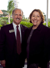  Hospice of Palm Beach County Foundation President, Greg Leach with Board Member, Beth Walton, at the Chairmans Reception