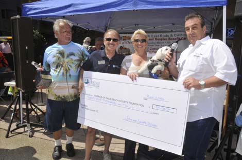 Donnie Hancock, President, South East Rods & Customs Car Club; Greg Leach, President Hospice of Palm Beach County Foundation;  Jeanette and John Staluppi, owners of the Cars of Dreams Museum