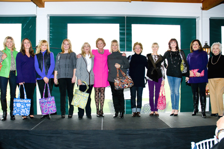 All the models with Vera Bradley co-founder Barbara Bradley Baekgaard (center in pink), Fort Wayne, Indiana